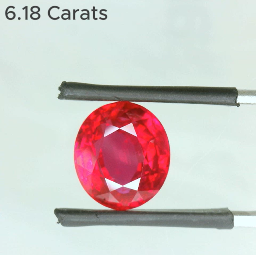 6.18 Carat Oval Cut Natural Red Ruby