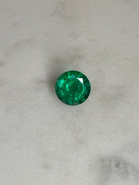 6.55 CARAT ROUND CUT NATURAL VIVID GREEN EMERALD LOOSE GEMSTONE