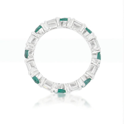 Lidwina 2.46 Carat Emerald Cut Diamond & Pear Cut Emerald Eternity Ring Side