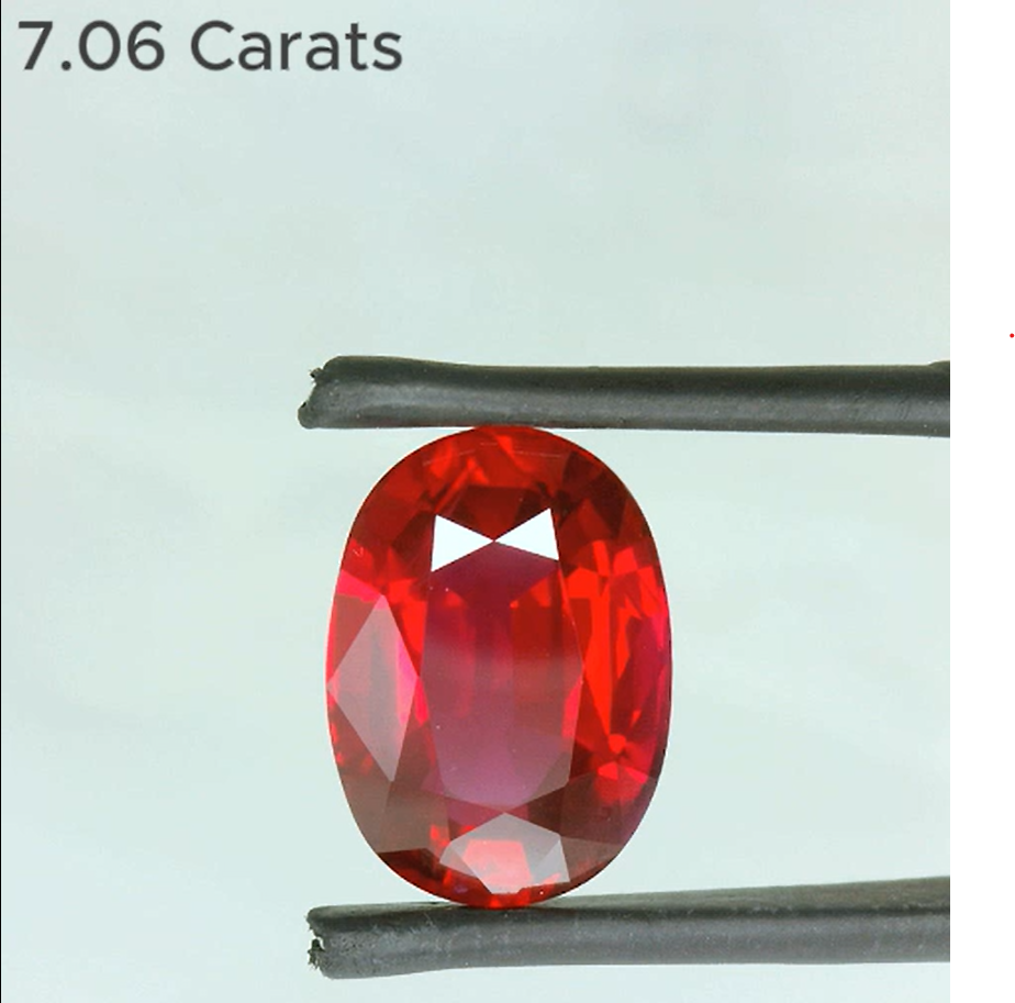 7.06 Carat Oval Brilliant Cut Heated