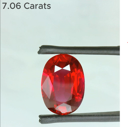 7.06 Carat Oval Brilliant Cut Heated