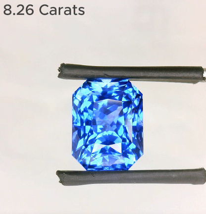 8.26 Carat GRS Radiant Modified Brilliant Cut Blue Natural Sapphire