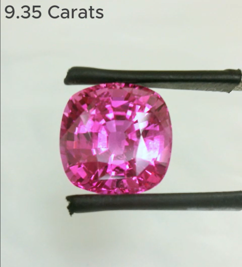 9.35 Carat Cushion Cut Natural Pink Sapphire