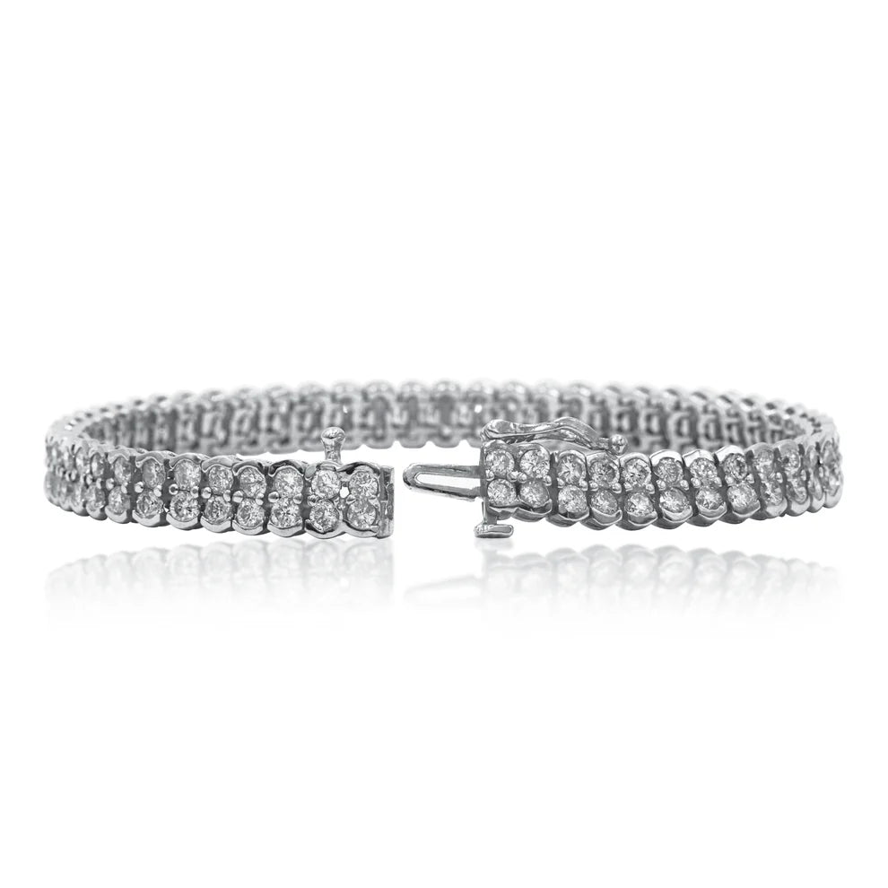 Alison 7.32 Carat Double Row Round Cut Diamond Tennis Bracelet Back