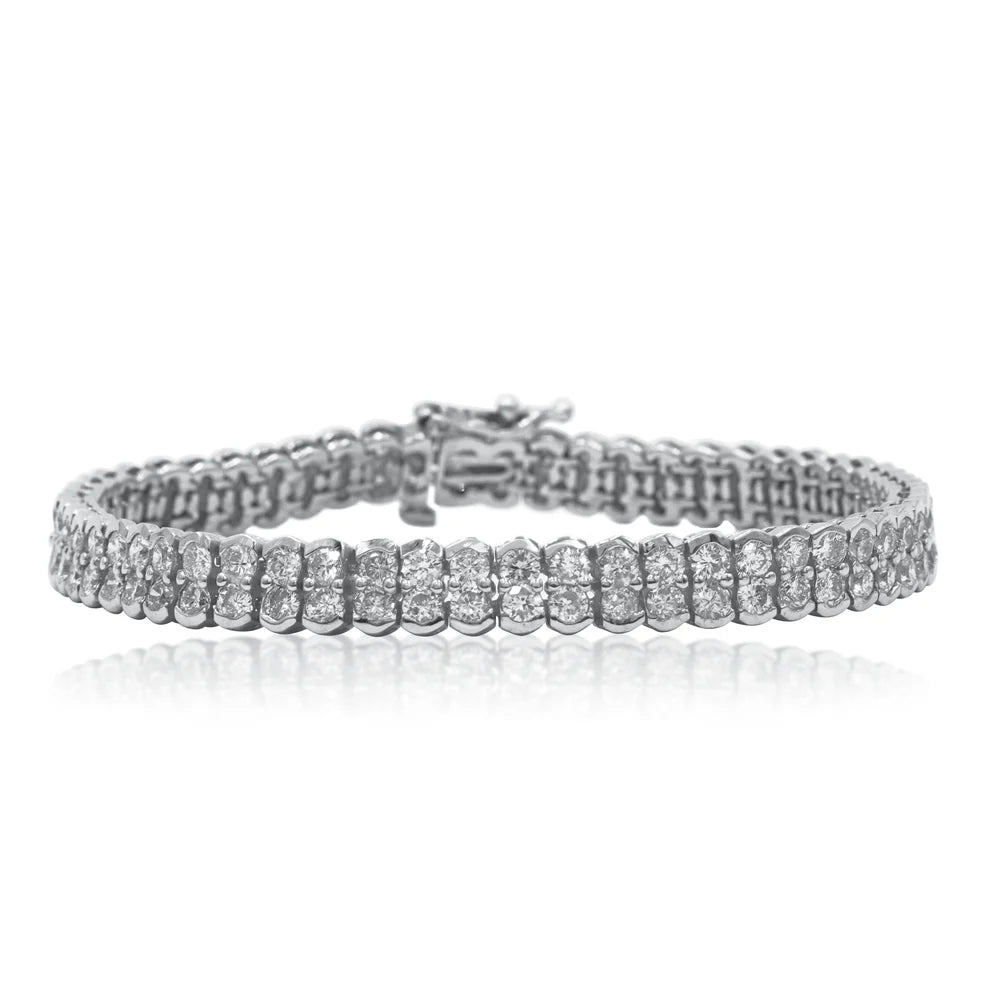 Alison 7.32 Carat Double Row Round Cut Diamond Tennis Bracelet Front