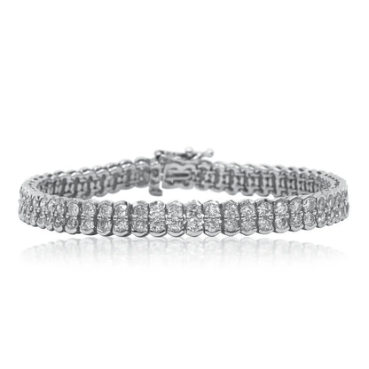 Alison 7.32 Carat Double Row Round Cut Diamond Tennis Bracelet Front