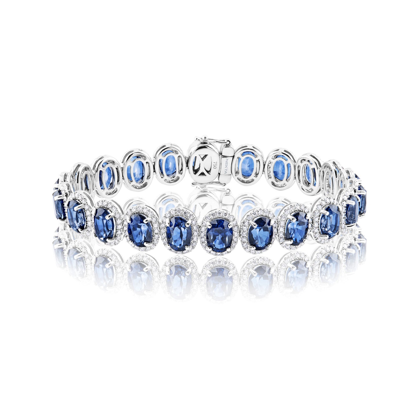 Raina 26 Carat Oval Cut J'adore Blue Sapphire Bracelet Full View