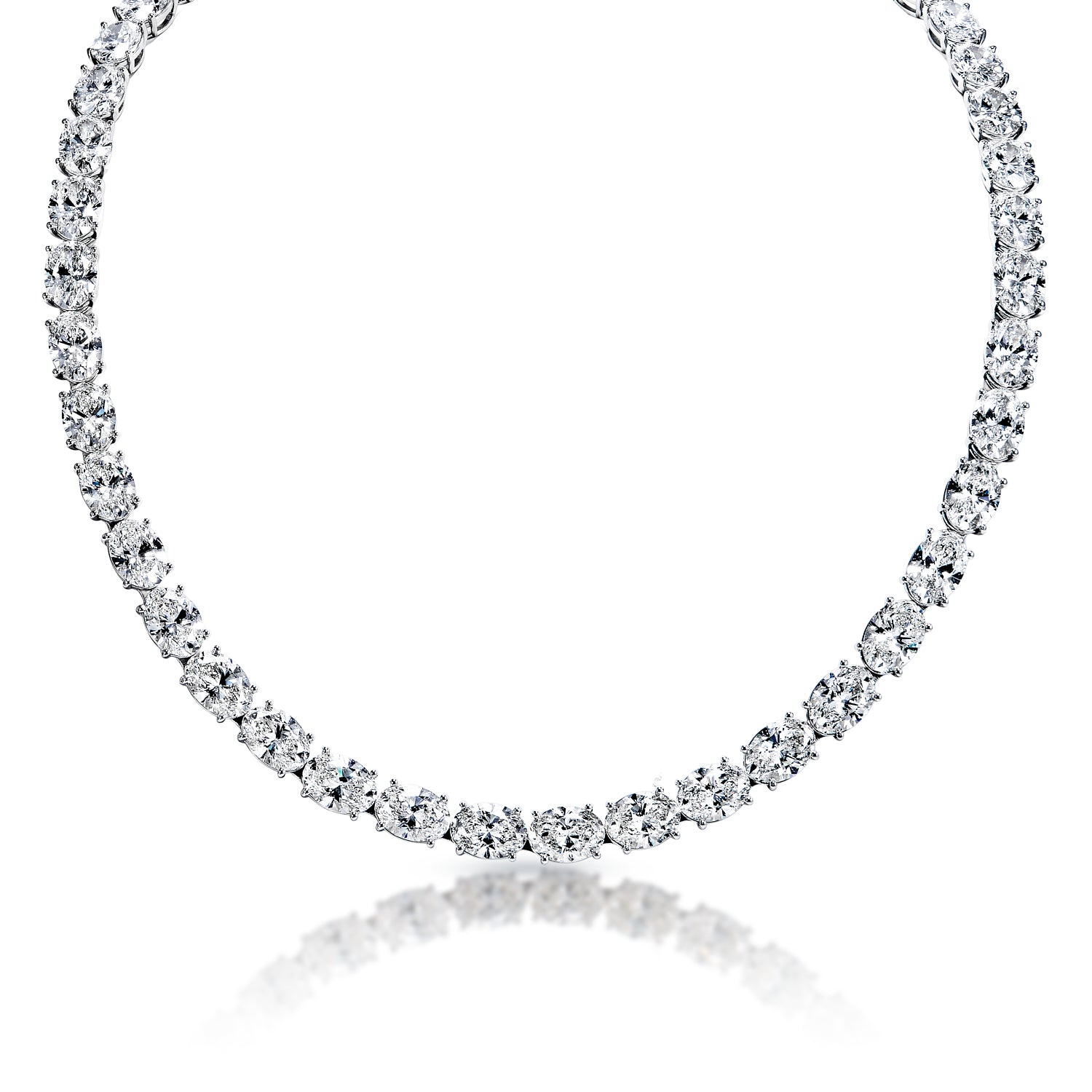 Lashawn 179 Carats Large Oval Cut Lab-Grown Diamond Tennis Necklace Full View