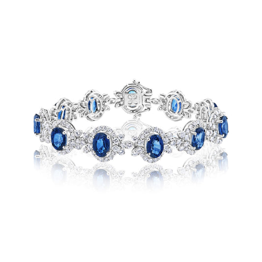 Sadie 25 Carats Oval Cut J'adore Sapphire & Diamond Bracelet full View