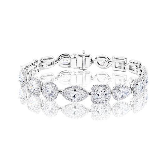 Promise 21 Carat Combine Mix Shape Diamond Bracelet in Platinum Ful View