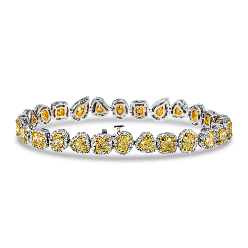 Combine Mix Shape Fancy Yellow Diamond Bracelet