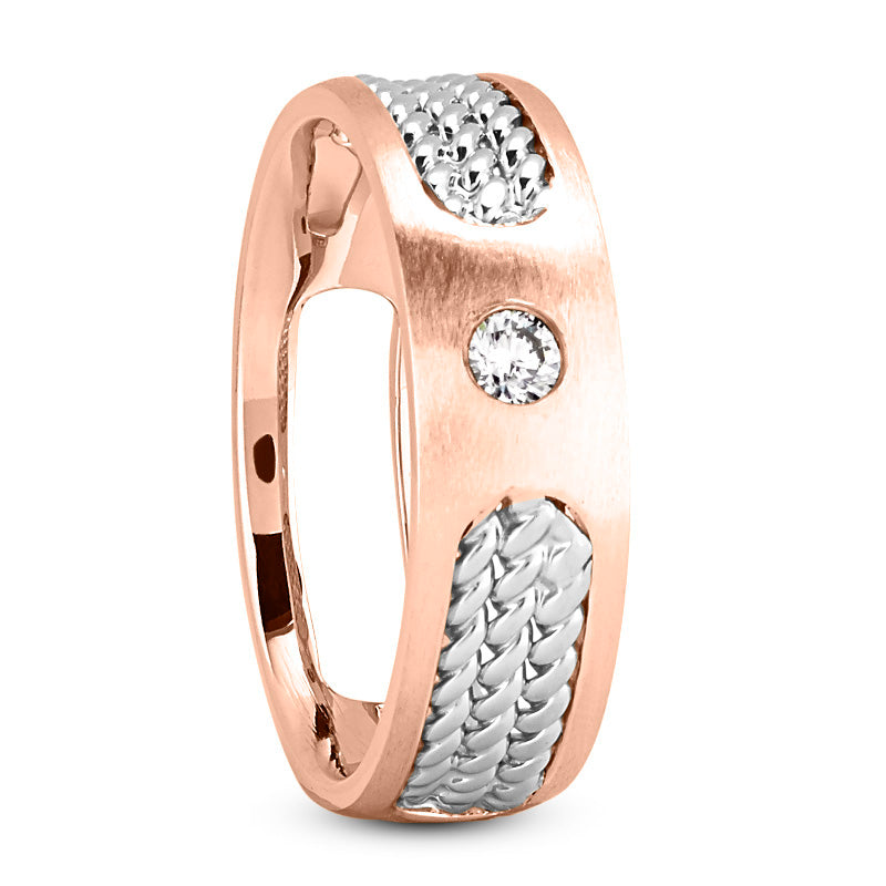 Damian Men's Diamond Wedding Band Rope Set in 14k Rose Gold