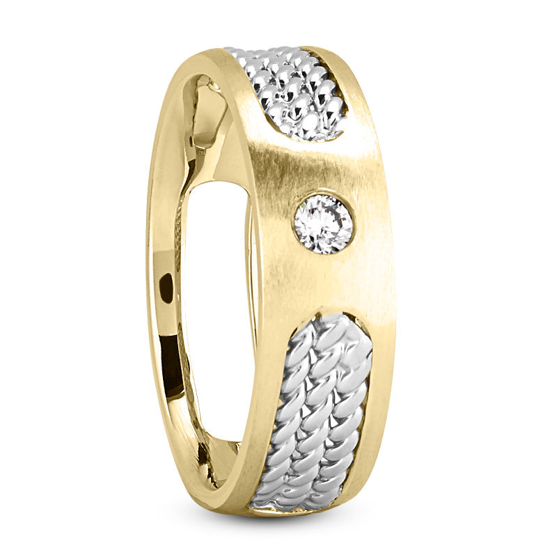 Damian Men's Diamond Wedding Band Rope Set in 14k White Yellow Gold