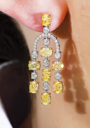 Fancy Yellow Diamond Chandelier Drop Earrings