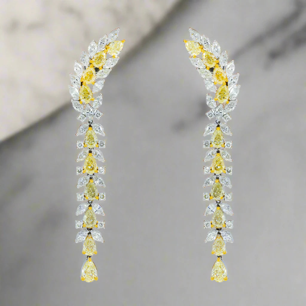 Fancy Yellow Diamond Drop Earrings Front