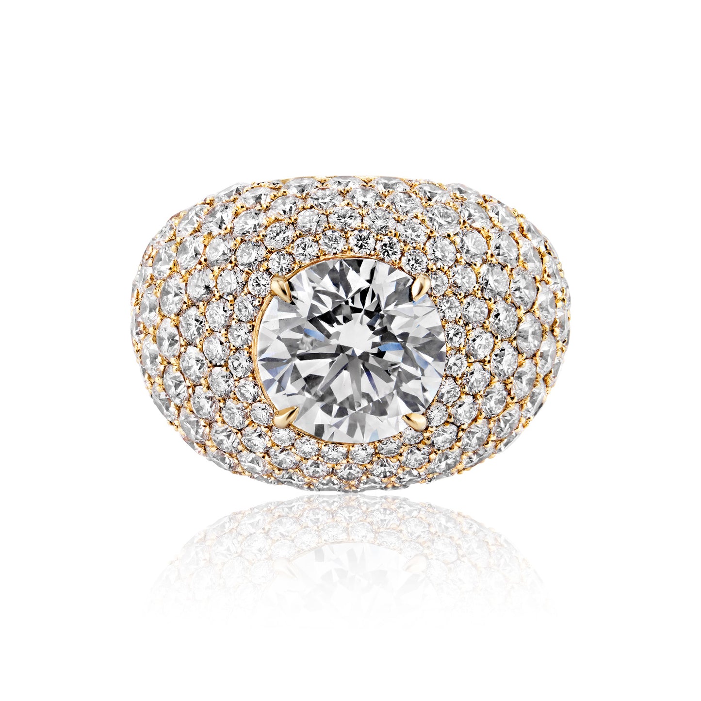 Shawn 16 Carat K VS2 Round Brilliant Diamond Chandelier Ring Front View