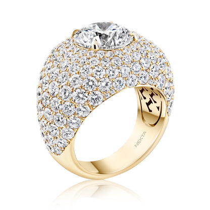 Shawn 16 Carat K VS2 Round Brilliant Diamond Chandelier Ring Side View