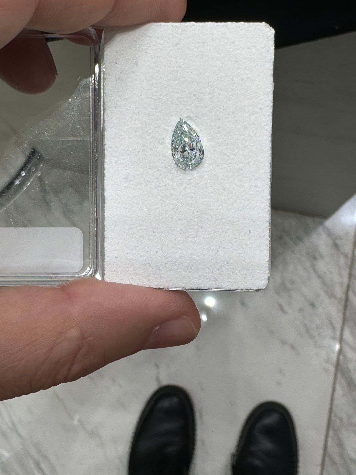 Bermuda 2 CARAT PEAR SHAPE NATURAL FANCY BLUE GREEN EVEN LOOSE DIAMOND GIA CERTIFIED  2CT BY MIKE NEKTA NYC