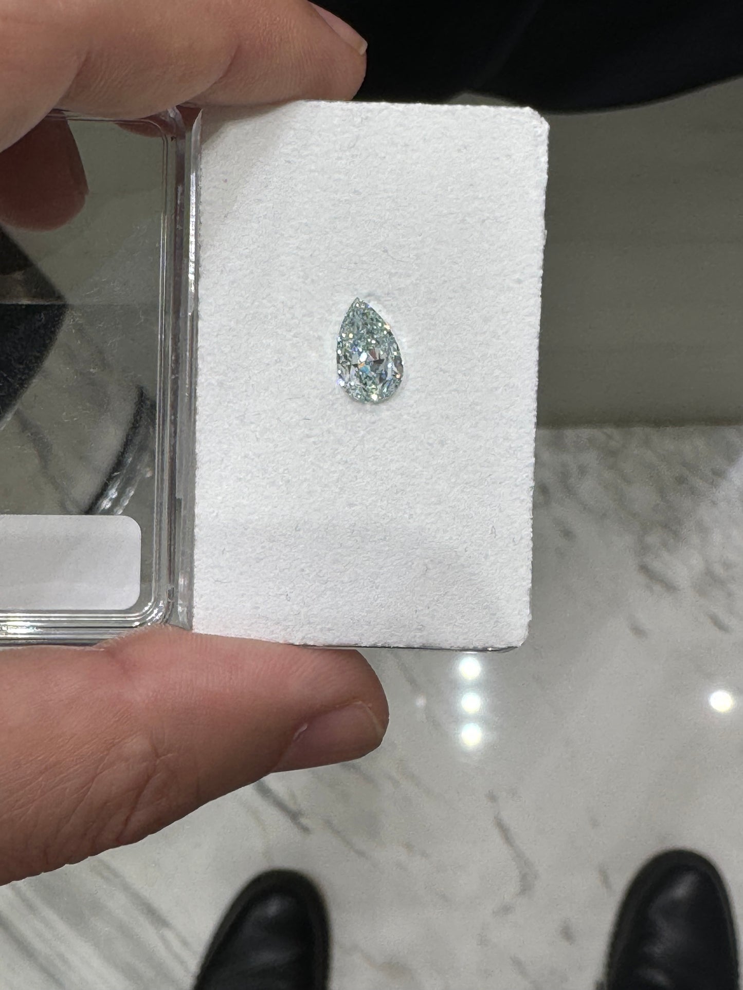 Bermuda 2 CARAT PEAR SHAPE NATURAL FANCY BLUE GREEN EVEN LOOSE DIAMOND GIA CERTIFIED  2CT BY MIKE NEKTA NYC