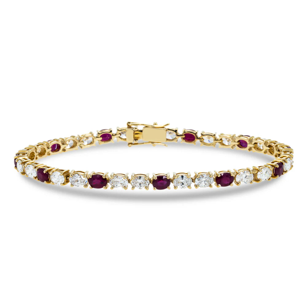 Sierra Oval Cut Ruby & Lab Grown Diamond Tennis Bracelet Front