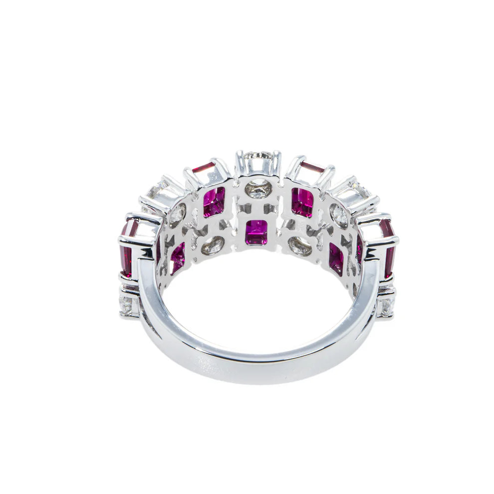 Leyah 34.20 Carat Emerald Cut Ruby & Round Cut Diamond Ring Back