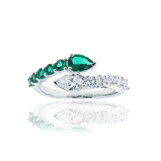 Lenyx 1.20 Carat Emerald & Diamond Snake Wrap Ring Front