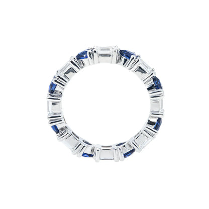 Lilibeth 3.03 Carat Emerald Cut Diamond & Pear Cut Sapphire Eternity Ring Side 