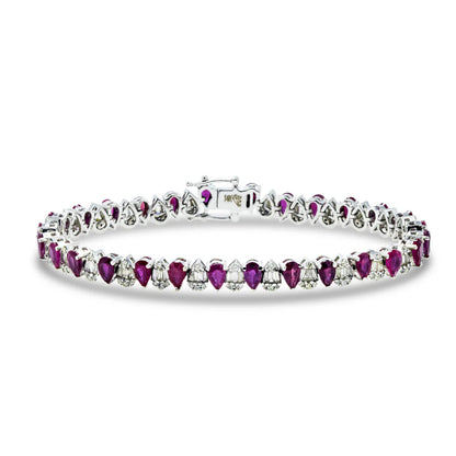 Averie Pear Cut Ruby & Diamond Tennis Bracelet Front