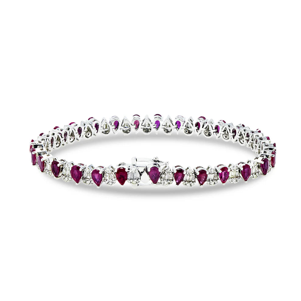 Averie Pear Cut Ruby & Diamond Tennis Bracelet Back