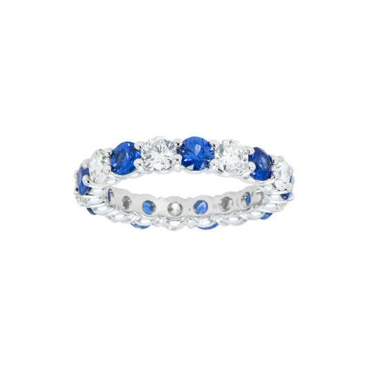 Lizandra 3.73 Carat Round Cut Sapphire & Diamond Eternity Ring Front