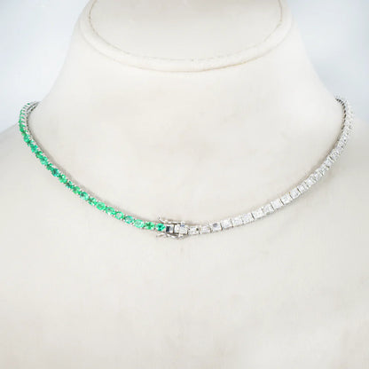 Remington Oval Cut Emerald & Diamond Drop Necklace Back