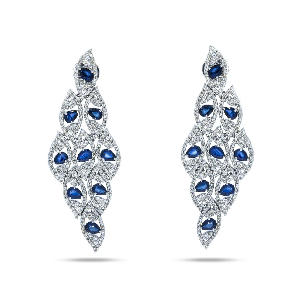 Johanna Pear Cut Sapphire & Diamond Drop Earrings 