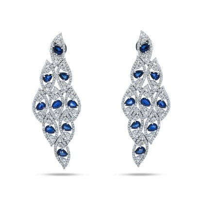 Johanna Pear Cut Sapphire & Diamond Drop Earrings 