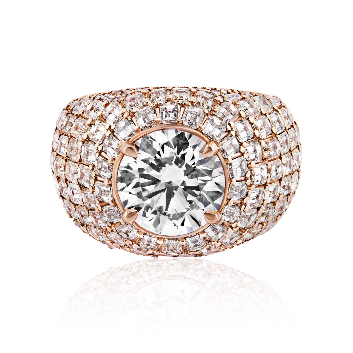 Lyanna 17 Carat H VS2 Round Brilliant Lab-Grown Diamond Chandelier Engagement Ring Front View