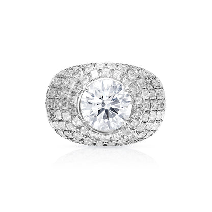 Latice 17 Carat G VS1 Round Brilliant Chandelier Ring in 14k White Gold Men’s Diamond Ring