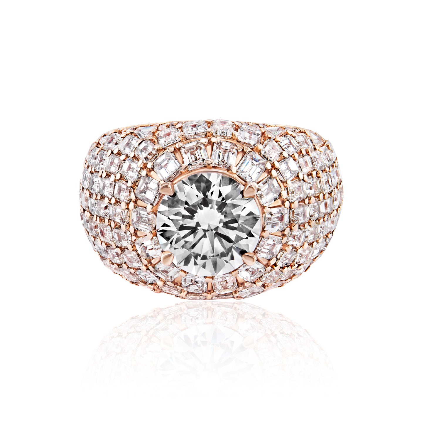 Latoyah 16 Carats J SI1 Round Brilliant Lab-Grown Diamond Chandelier Engagement Ring Front View