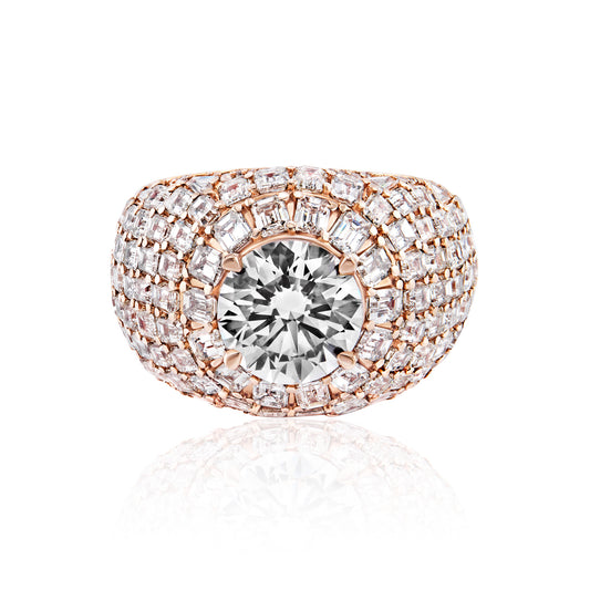 Latoyah 16 Carats J SI1 Round Brilliant Lab-Grown Diamond Chandelier Engagement Ring Front View