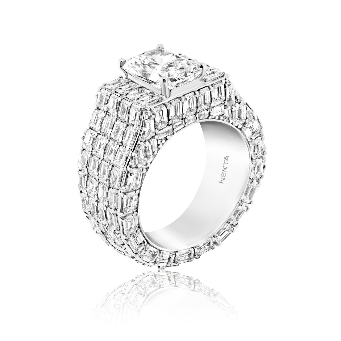 Luca 19 Carat H VS2 Radiant Cut Lab-Grown Diamond Engagement Ring Side View