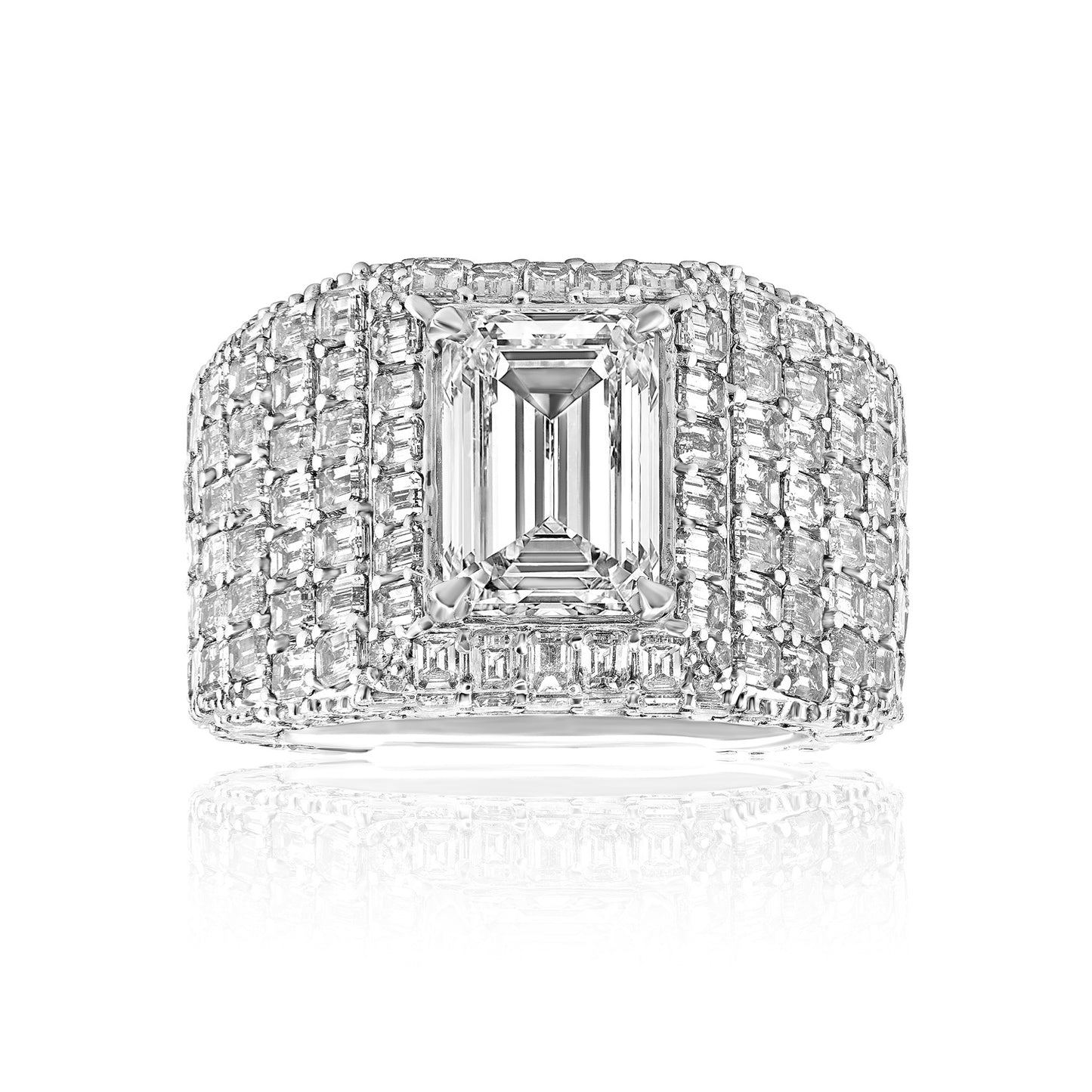 Lanna 22 Carat E VVS2 Emerald Cut Lab-Grown Diamond Engagement Ring in 14k White Gold. GIA Certified