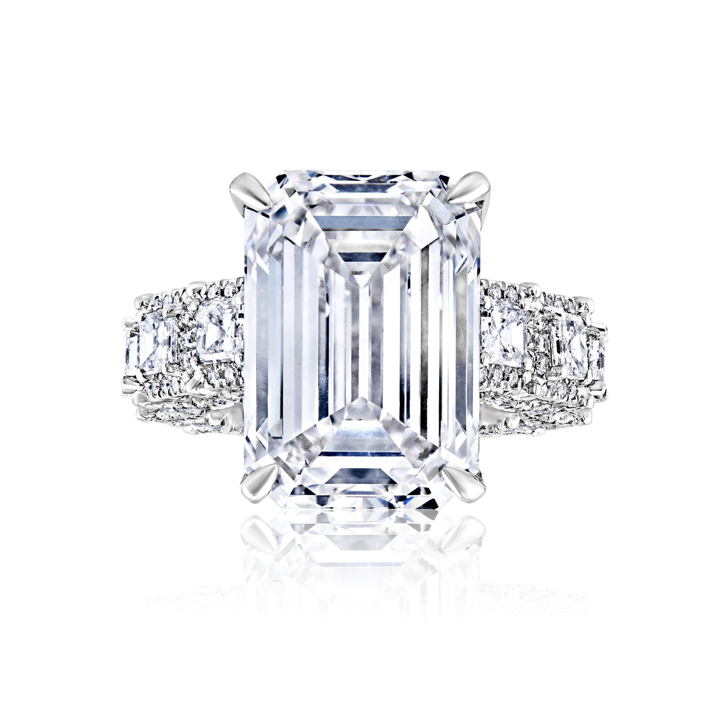 Liliya 22 Carats G VS2 Emerald Cut Lab-Grown Diamond Engagement Ring Front View