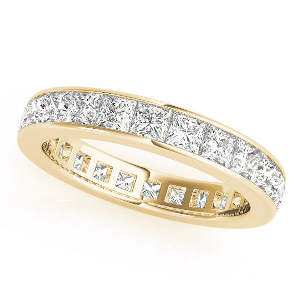 ETHOS Men 8 Carat Diamond Wedding Band Channel Eternity 4MM in 14k Yellow Gold