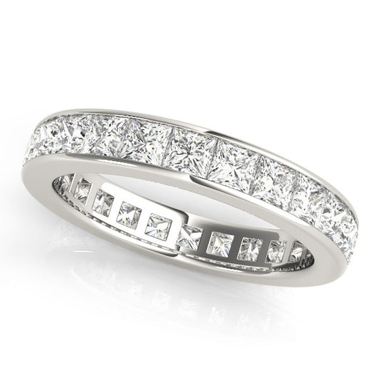 ETHOS Men 8 Carat Diamond Wedding Band Channel Eternity 4MM in 14k White Gold