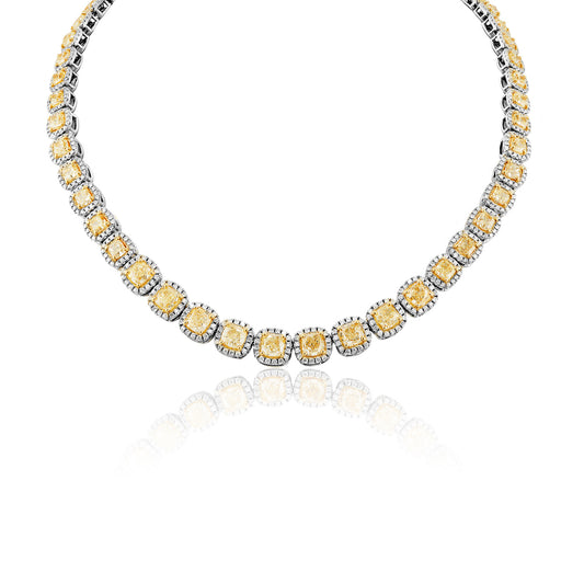 Kahlani 50 Carat Cushion Yellow Diamond Tennis Necklace