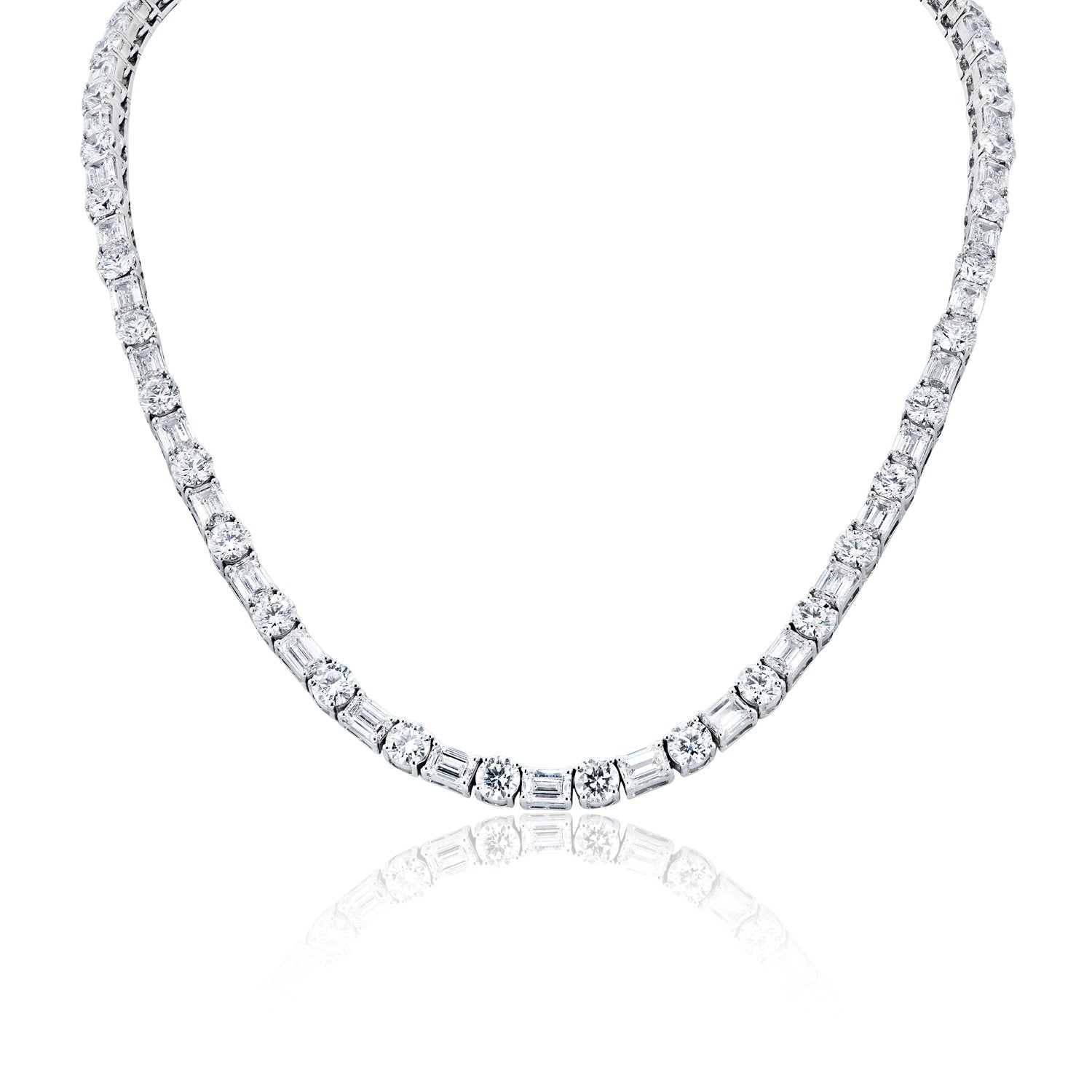 Kimora 85 Carat Round and Emerald Cut Lab Grown Diamond Tennis Necklace