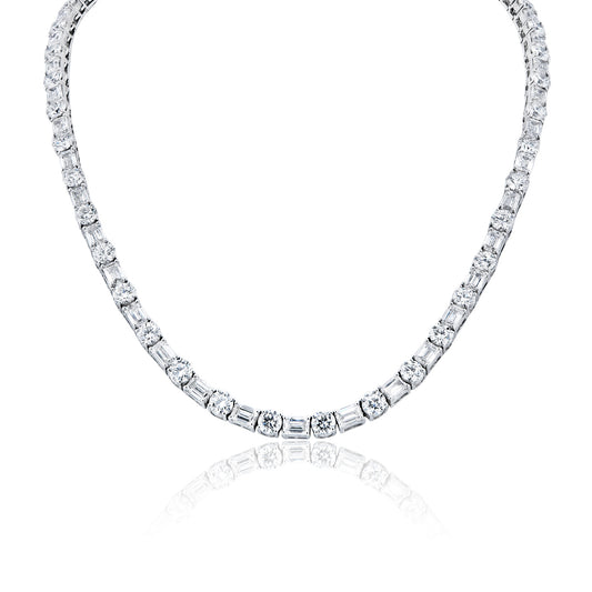 Kimora 85 Carat Round and Emerald Cut Lab Grown Diamond Tennis Necklace