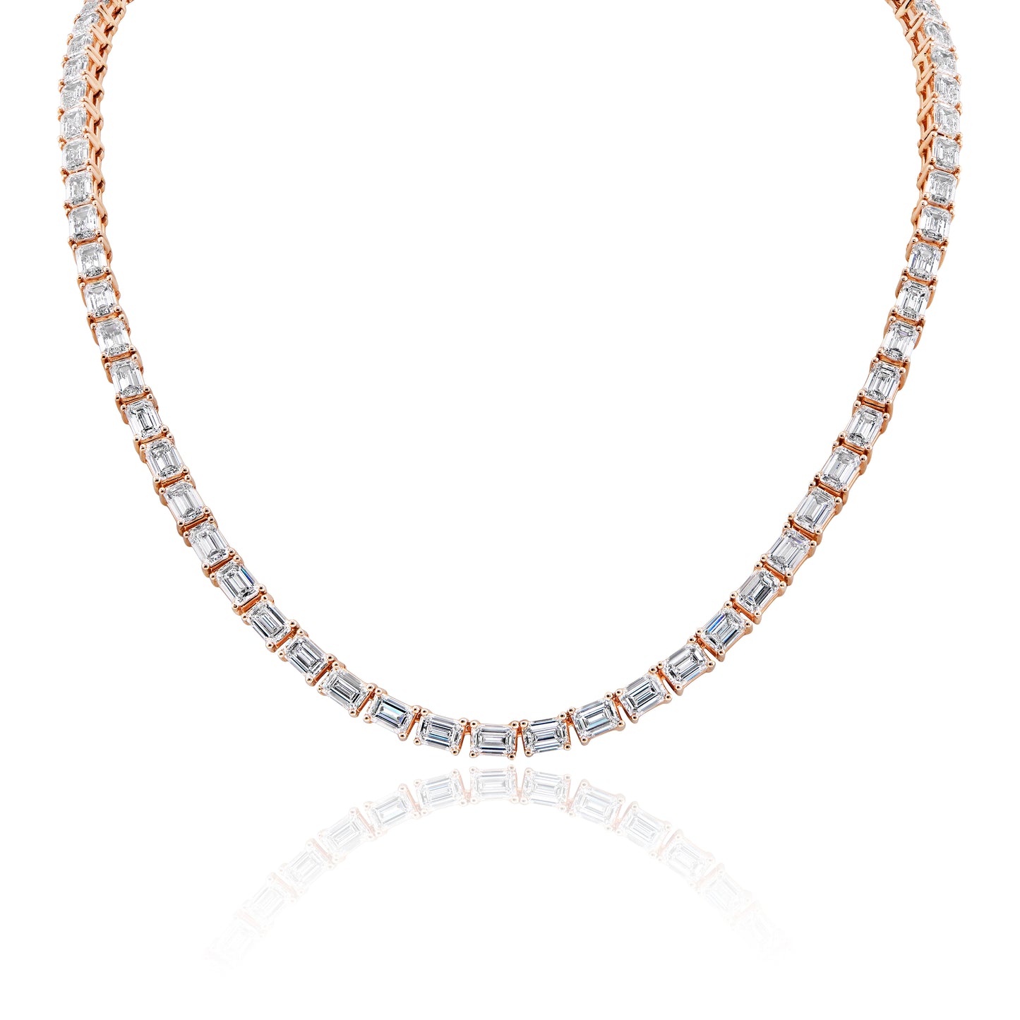 Lennon 110 Carats Emerald Cut Lab-Grown Diamond Tennis Necklace