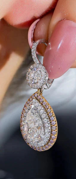 Pear Cut Diamond Drop Earrings