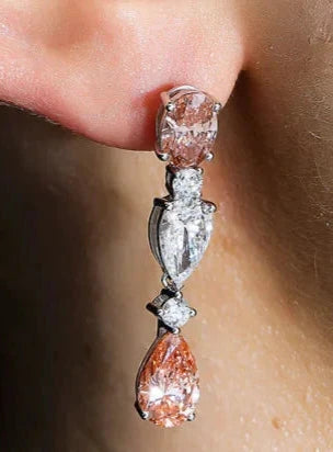 Three Teir Pink Diamond Drop Earrings