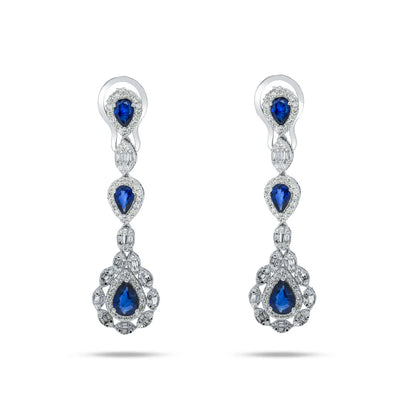 Wrenlee Pear Cut Sapphire & Diamond Drop Earrings