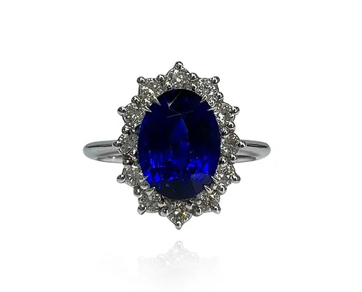 Dakota 3.02 Carats Sapphire Oval Cut Gemstone Ring in 18k White Gold